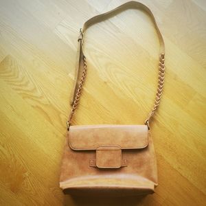 Francesca's Tan Distressed Crossbody Purse